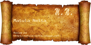 Matula Netta névjegykártya